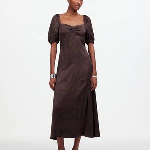 Madewell Puff-Sleeve Sweetheart Midi Dress